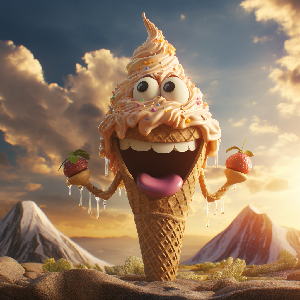 Ice cream and sun in Tim Burton style