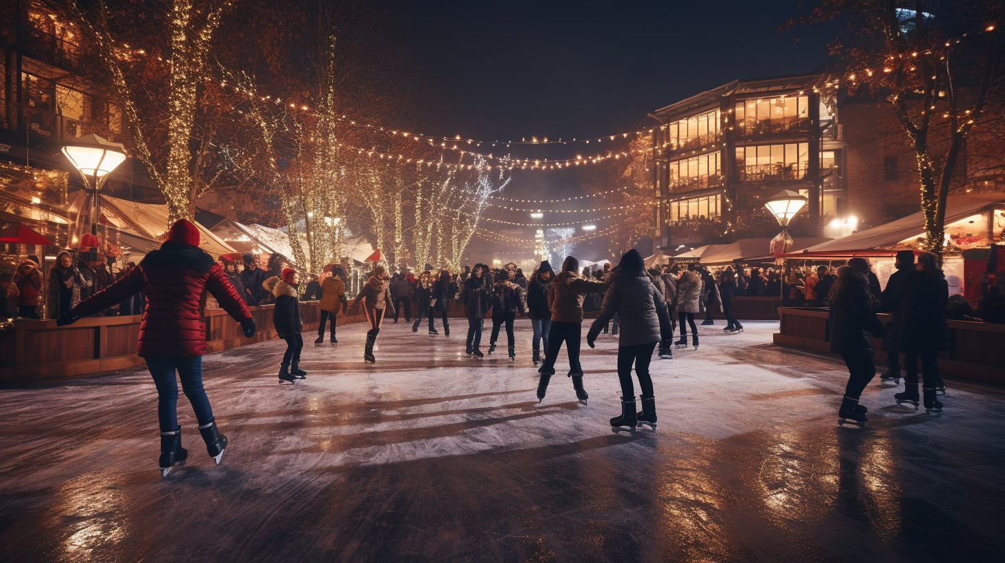 People ice skating during Christmas