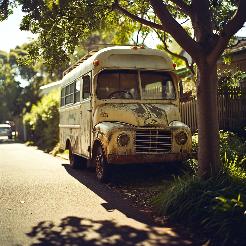 Colorful ice cream truck in Sydney suburbs