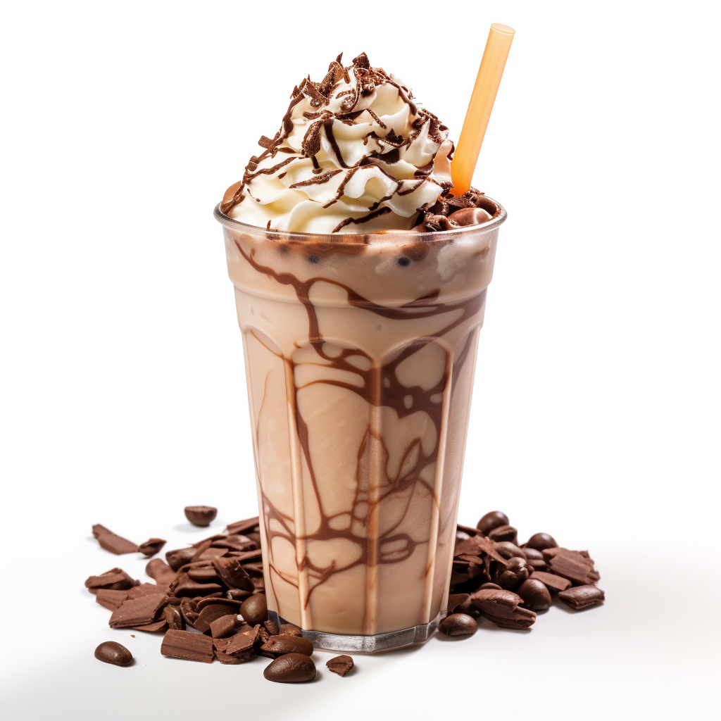 Delicious iced chocolate on white background