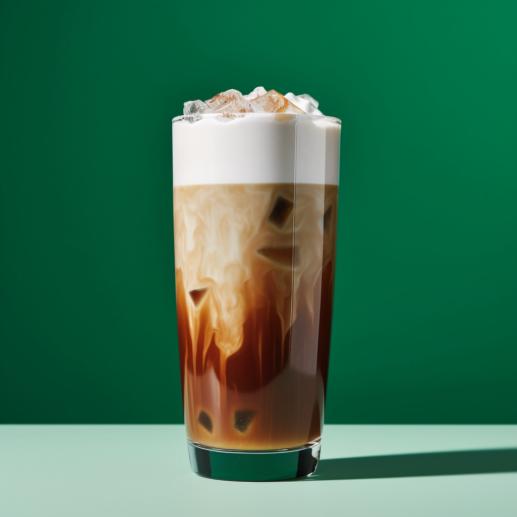 Tall glass of iced coffee with fluffy foam