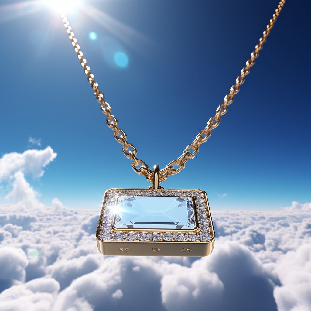 Floats in blue sky: Iced Diamond Necklace with Large Pendant