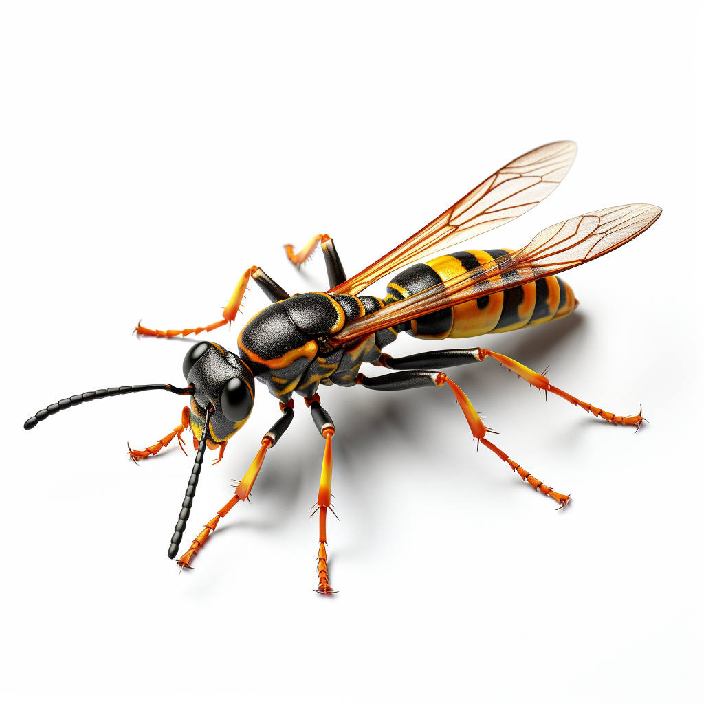 Colorful ichneumon wasp on white background