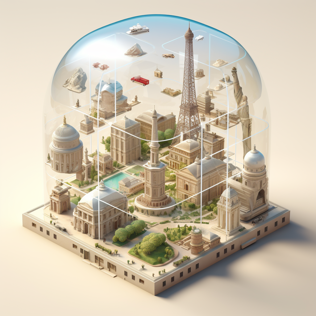 Iconic Monuments in Transparent Domes