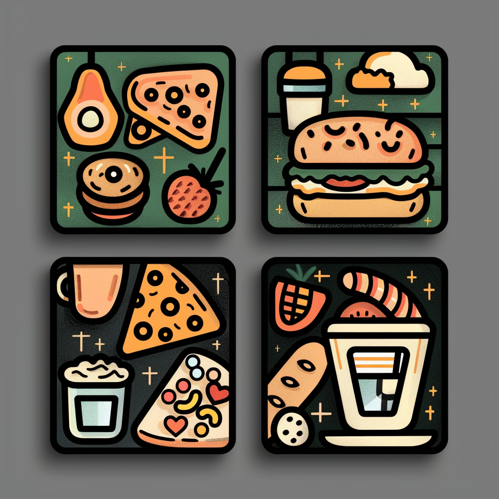 Food icons set meal times