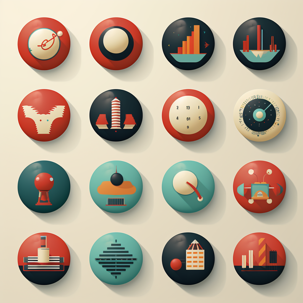 80s Retro Style Flat Icons