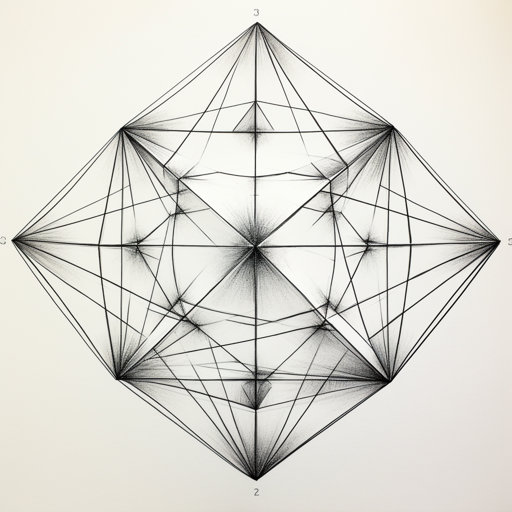 Icosahedron Line Drawing Art