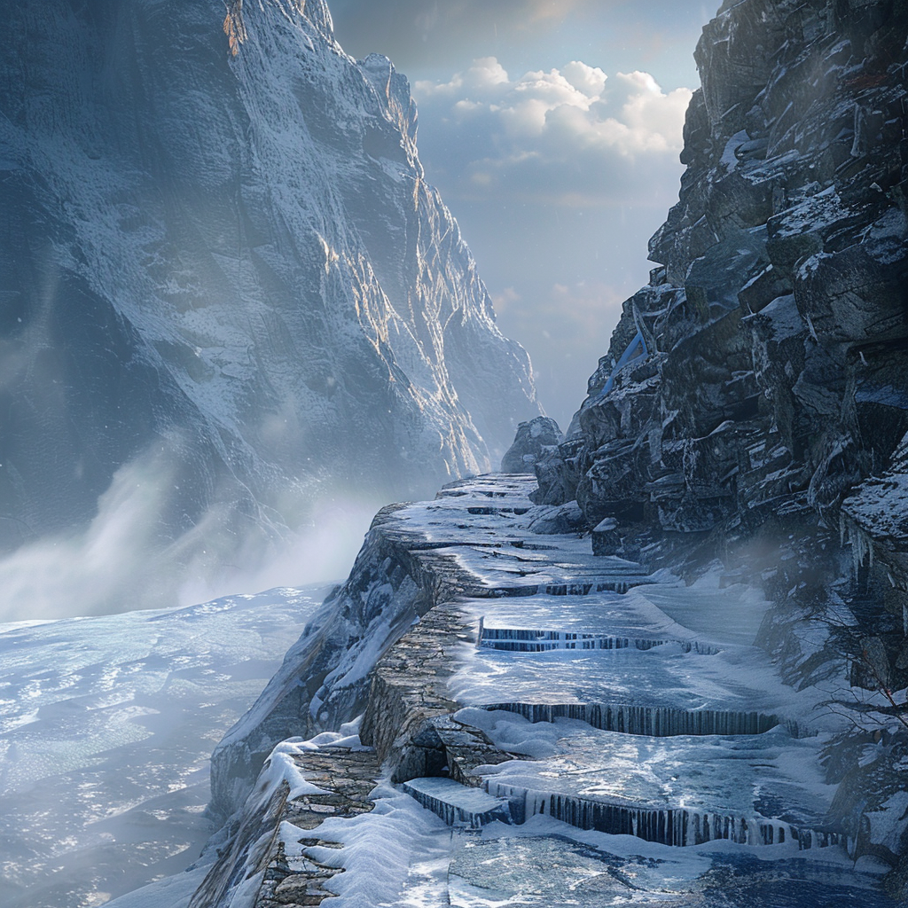 Icy Snowy Mountain Path