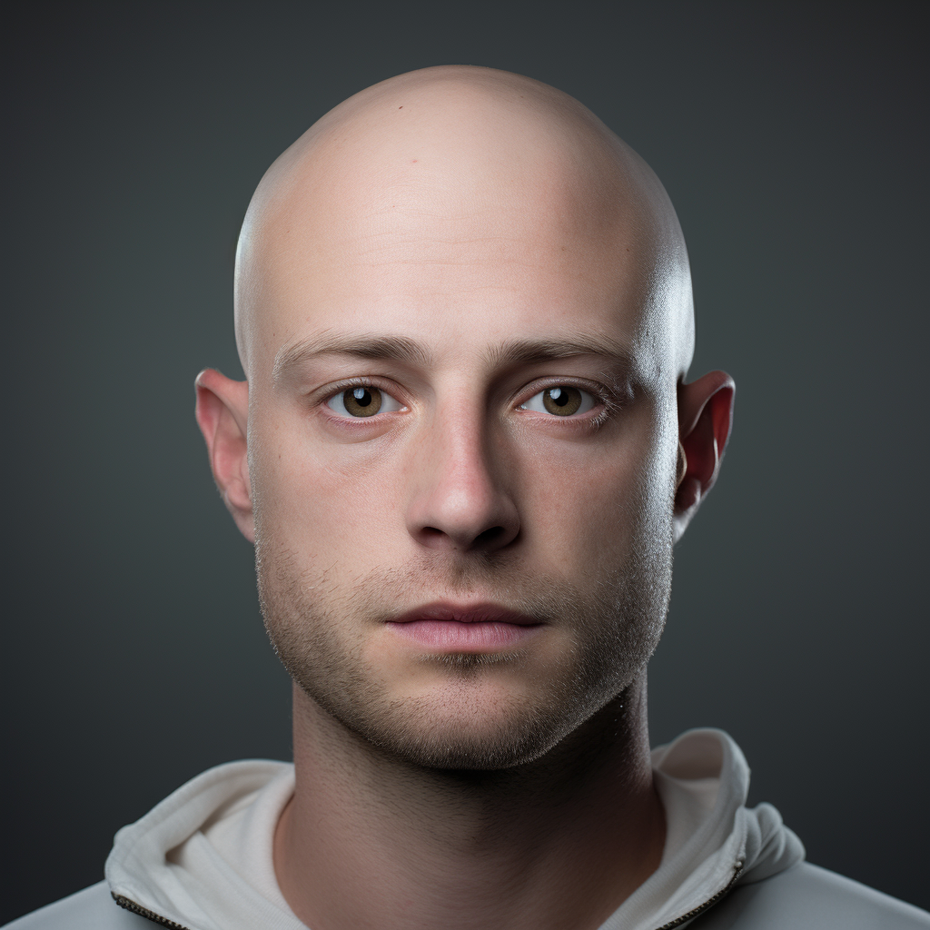 ID Photo Headshot Man White Skin Bald