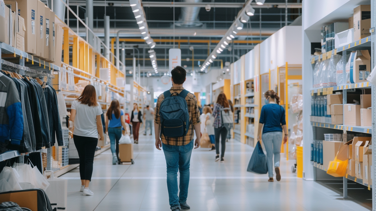 Interior of IKEA Store with People