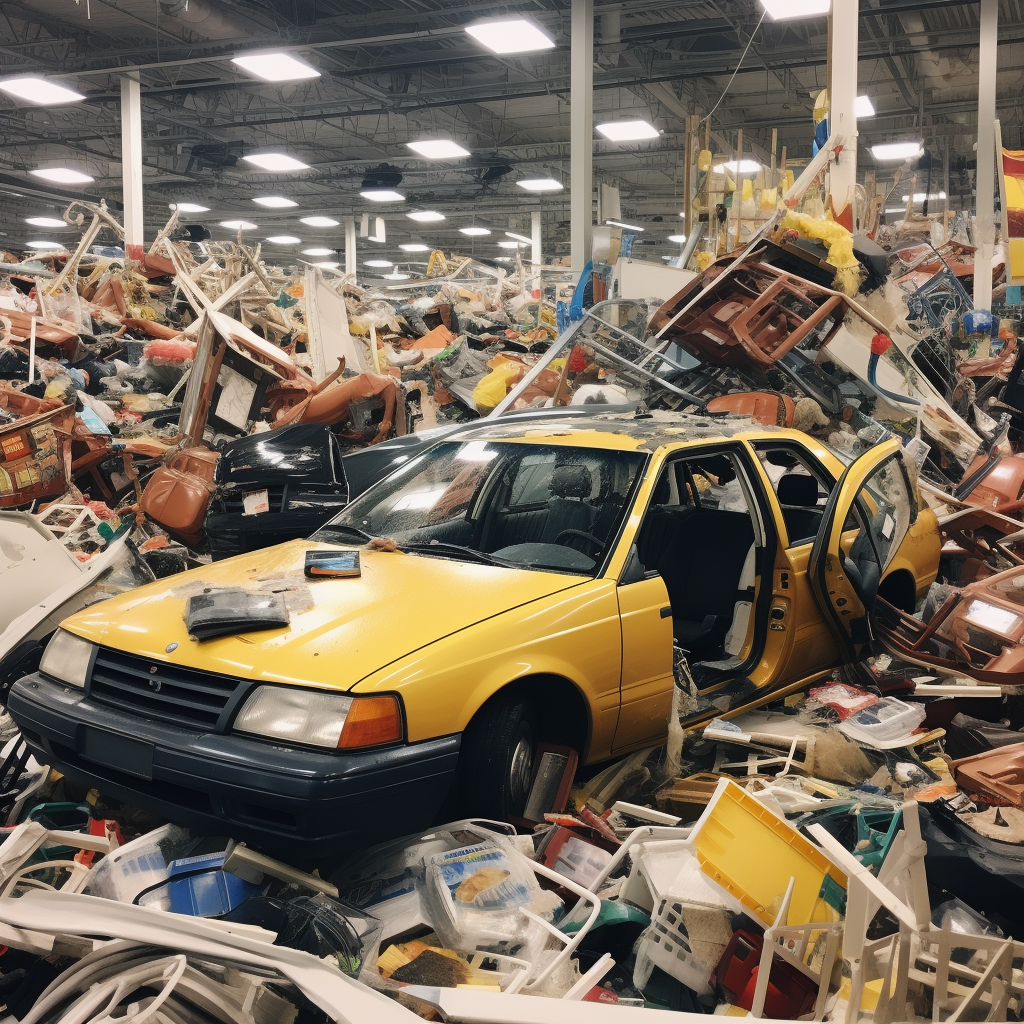 Illegal car takeover inside Walmart.