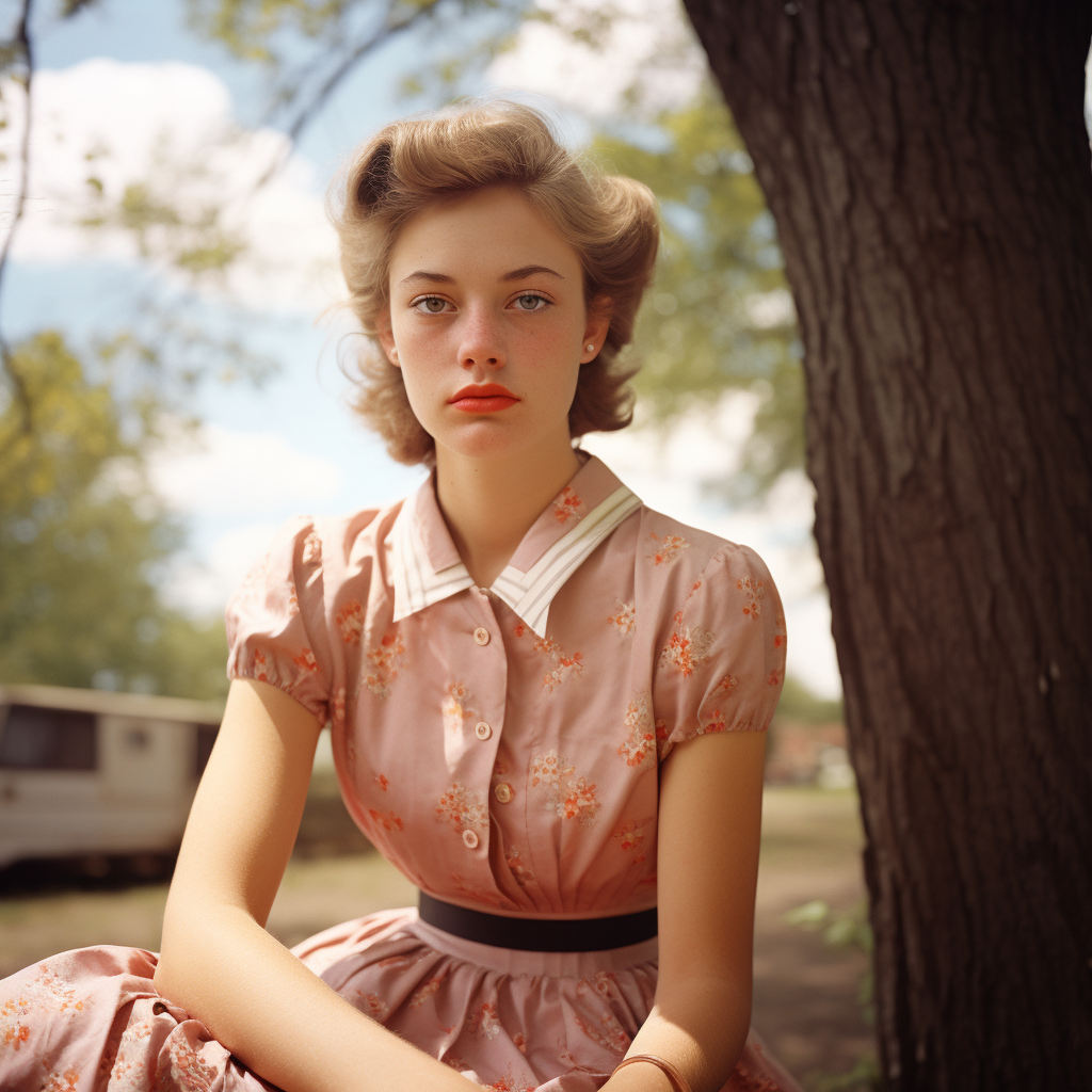 Vintage image of Illinois teenage girl in 1960