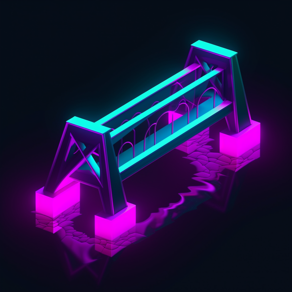 Isometric illustration of illuminated bridge