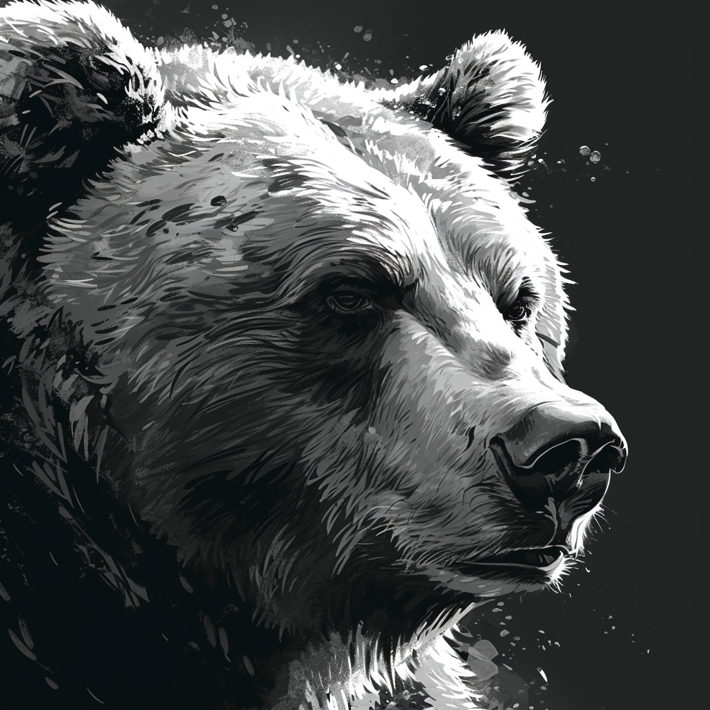 Black and white illustrated bear profile picture