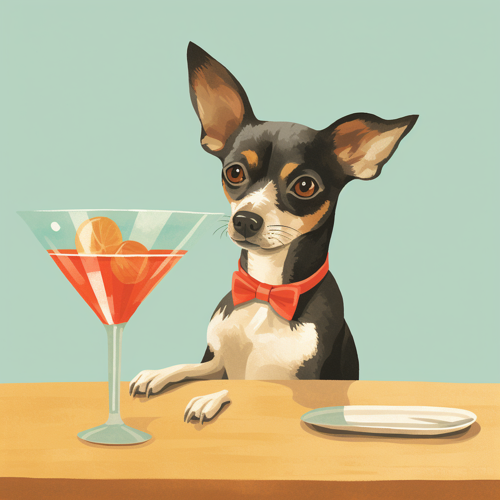 Adorable dog enjoying a martini