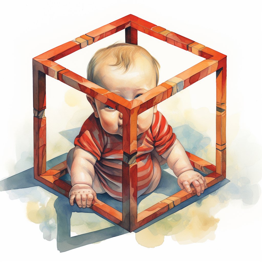 Cute illustrated infant in a square