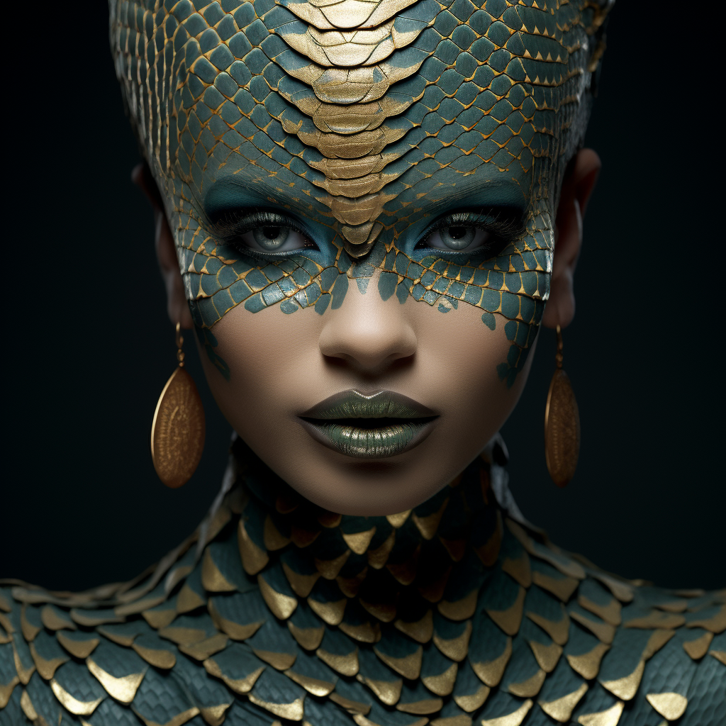 Woman with Snake Scale Makeup