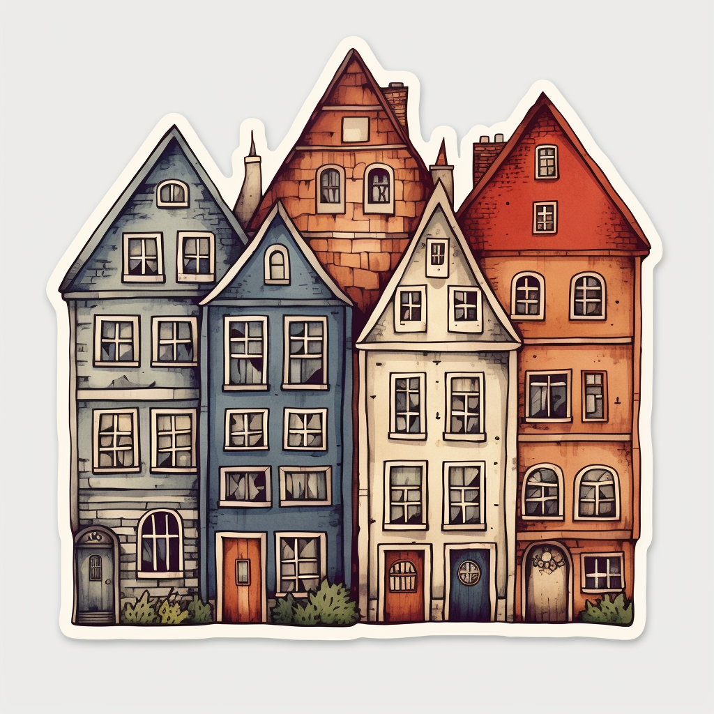 Flat sticker of houses