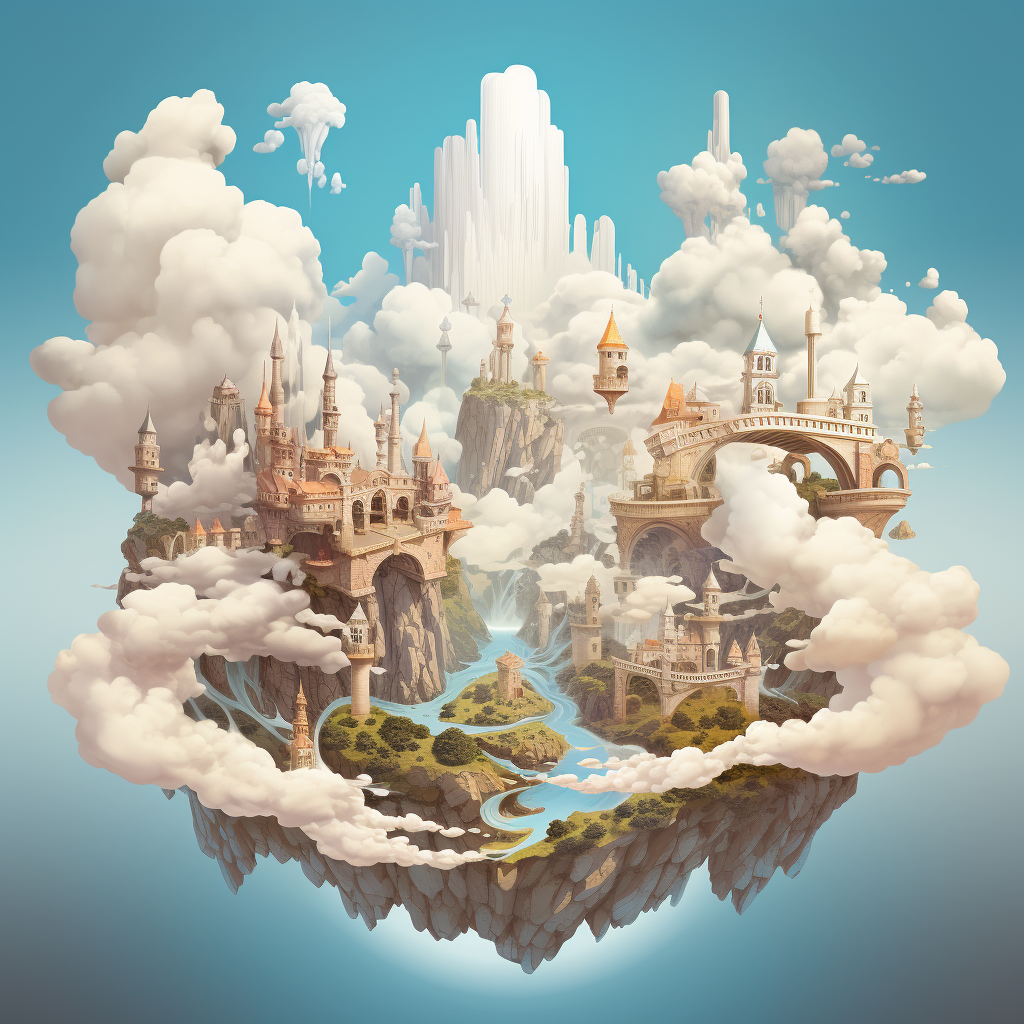 A dreamy world with fluffy clouds