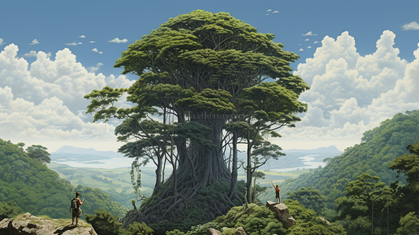 Immense tall tree in forest