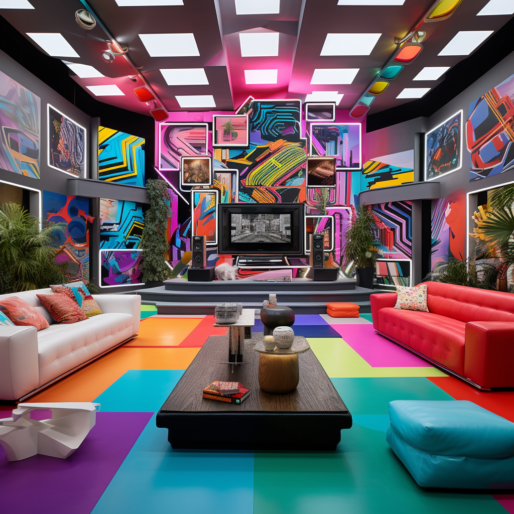 Living space with immersive video walls