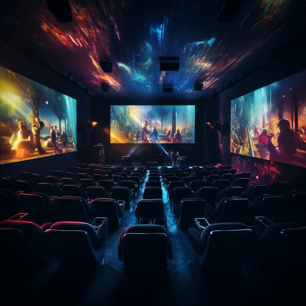 Immersive cinema screens showcasing a captivating movie scene