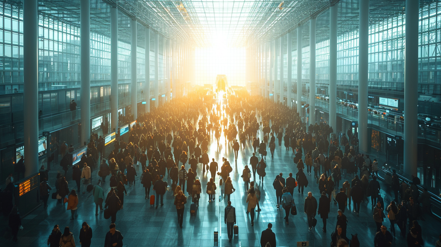 Immigration Line at High-Tech Airport