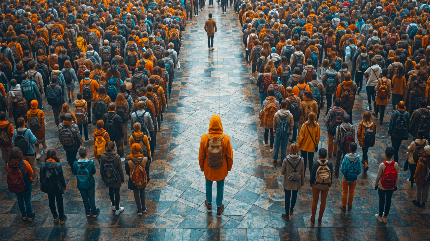 Above View of Immigration Lines at Airport