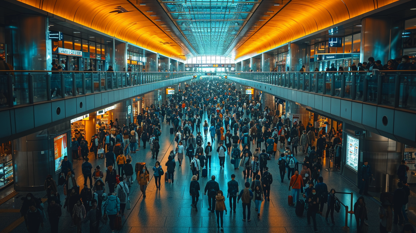 Immigration lines in modern airport