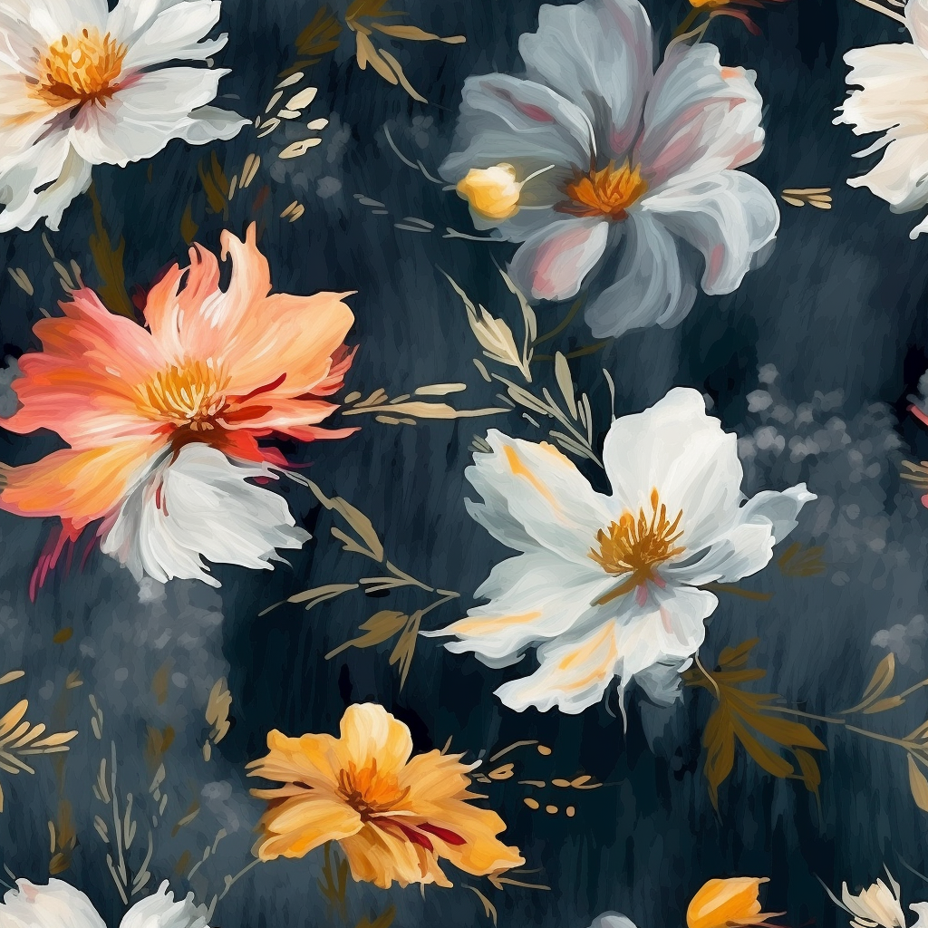 Impasto flowers on dark gray