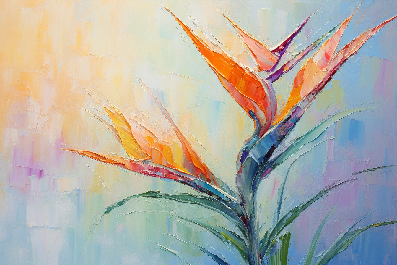 Impressionist Strelitzia Bird of Paradise Flower Painting