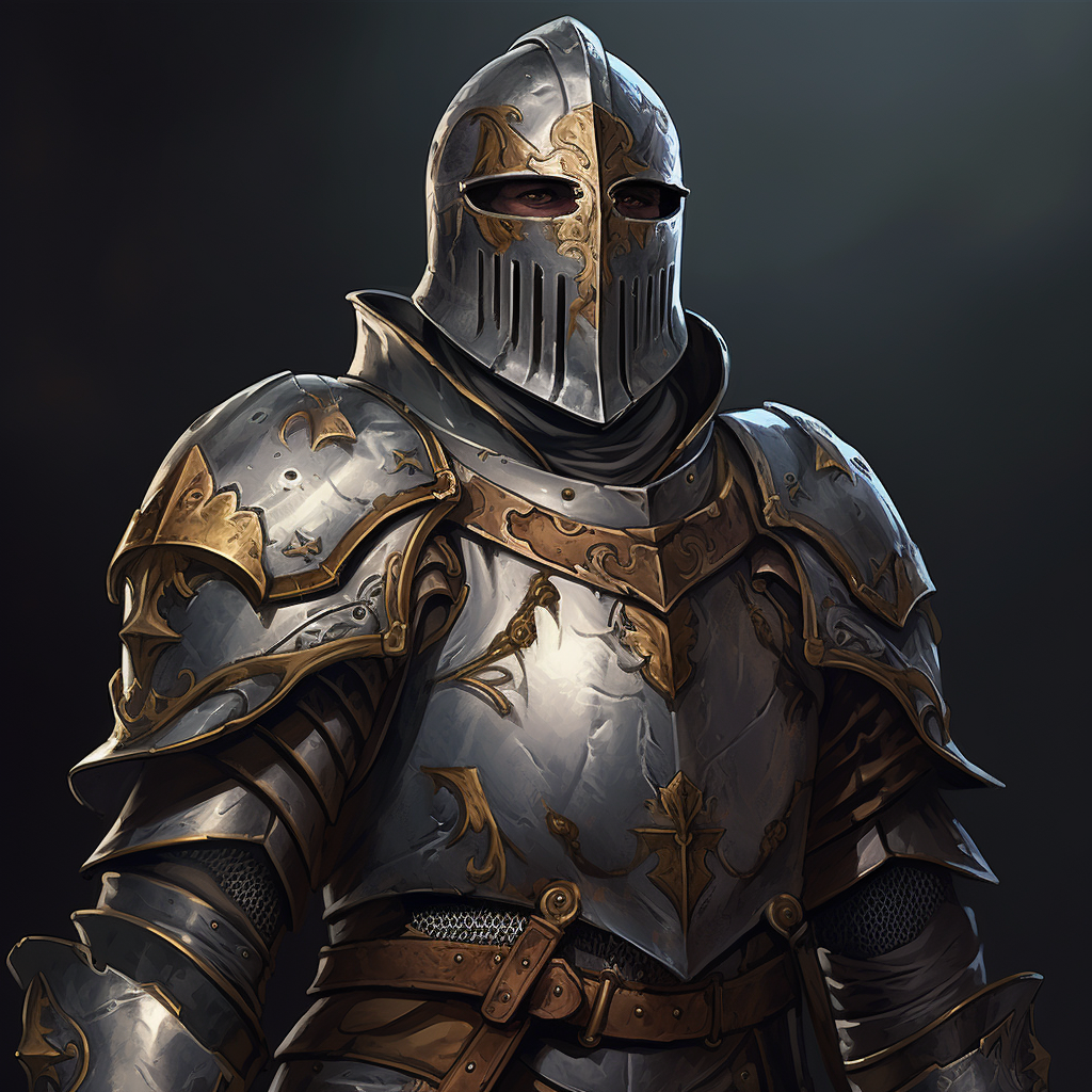 Knight character with imposing presence and iron armor