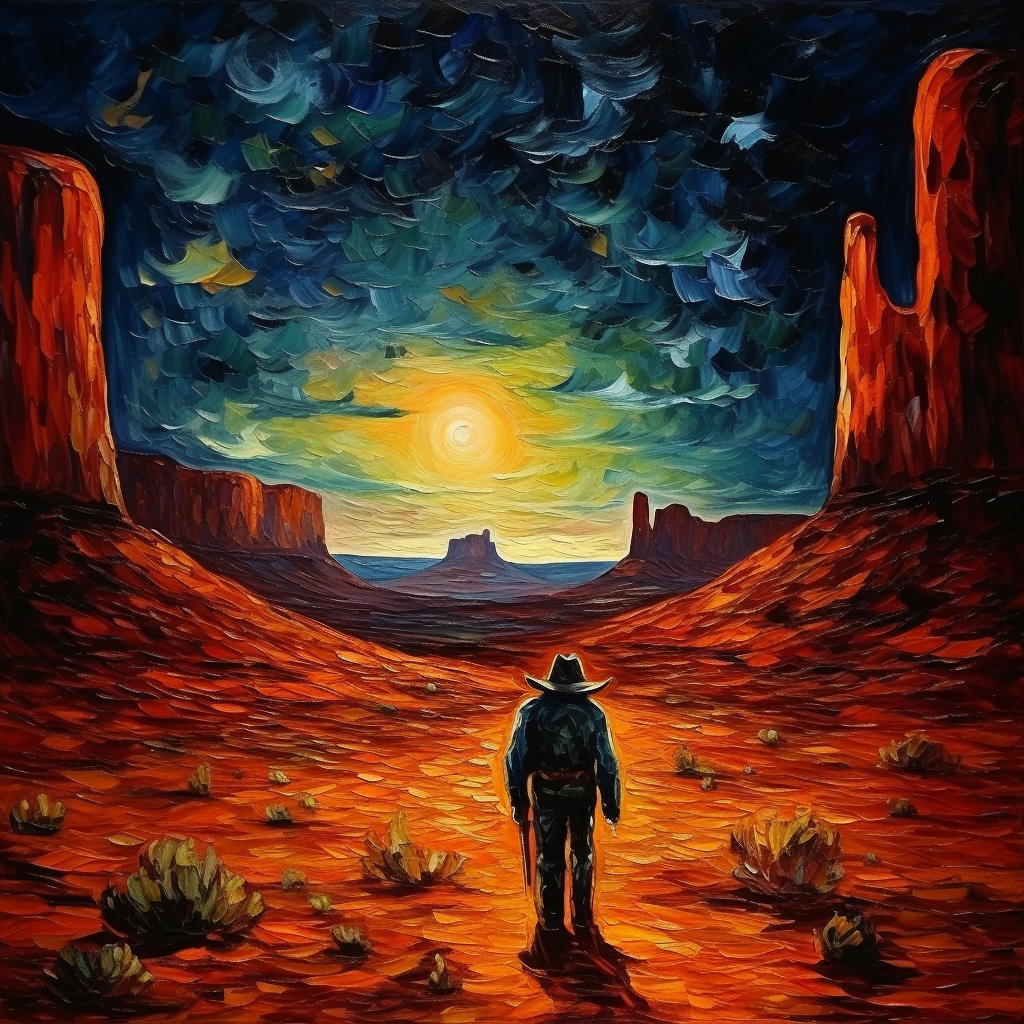 Mysterious Western Wild West Cowboy Painting