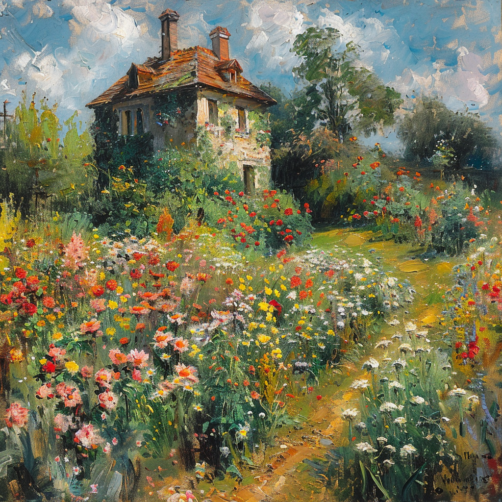 Colorful flower garden painting