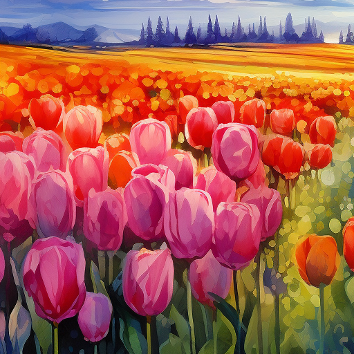 Impressionist Style Tulip Fields - MidJourney Prompt