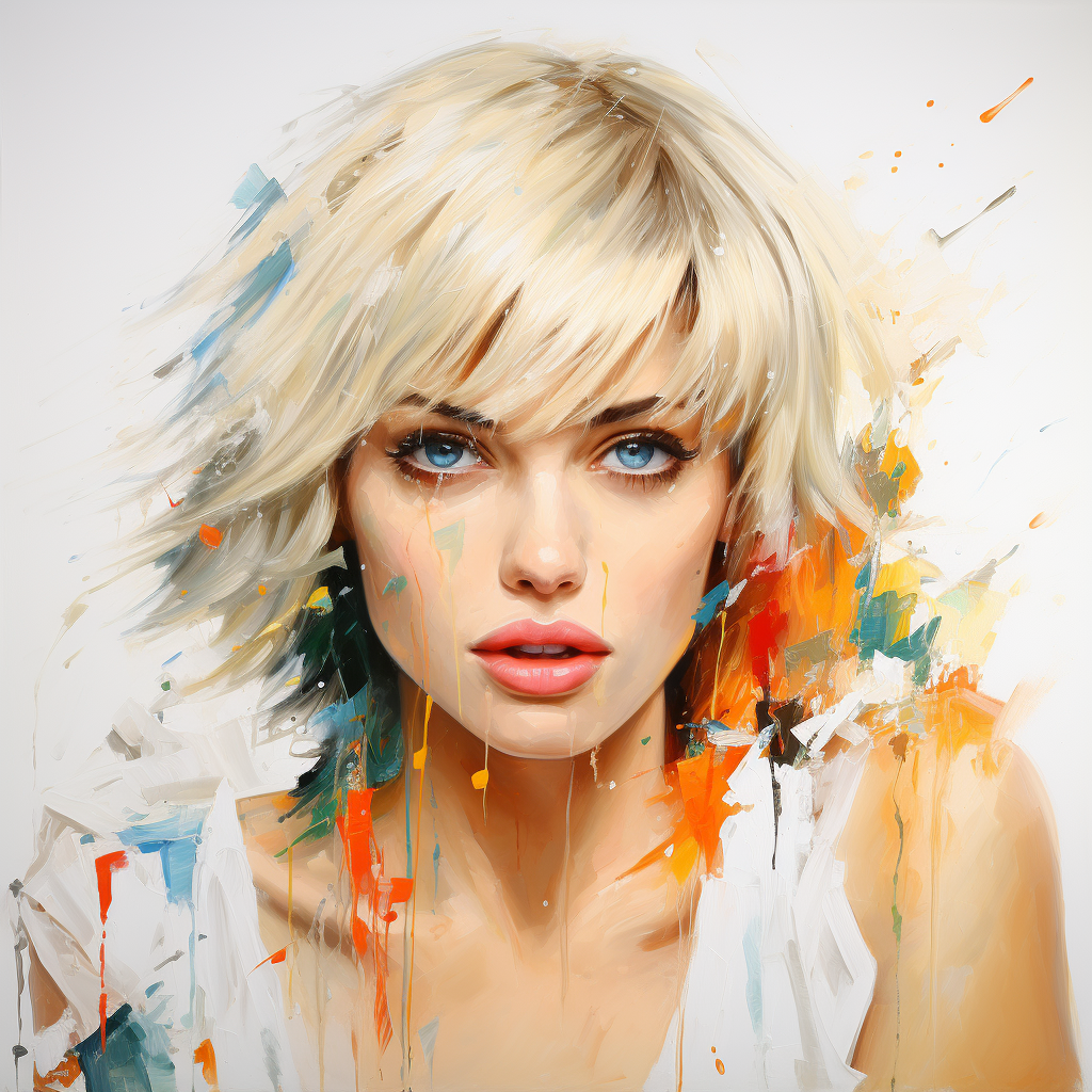 A unique impressionist pop art depiction of a woman