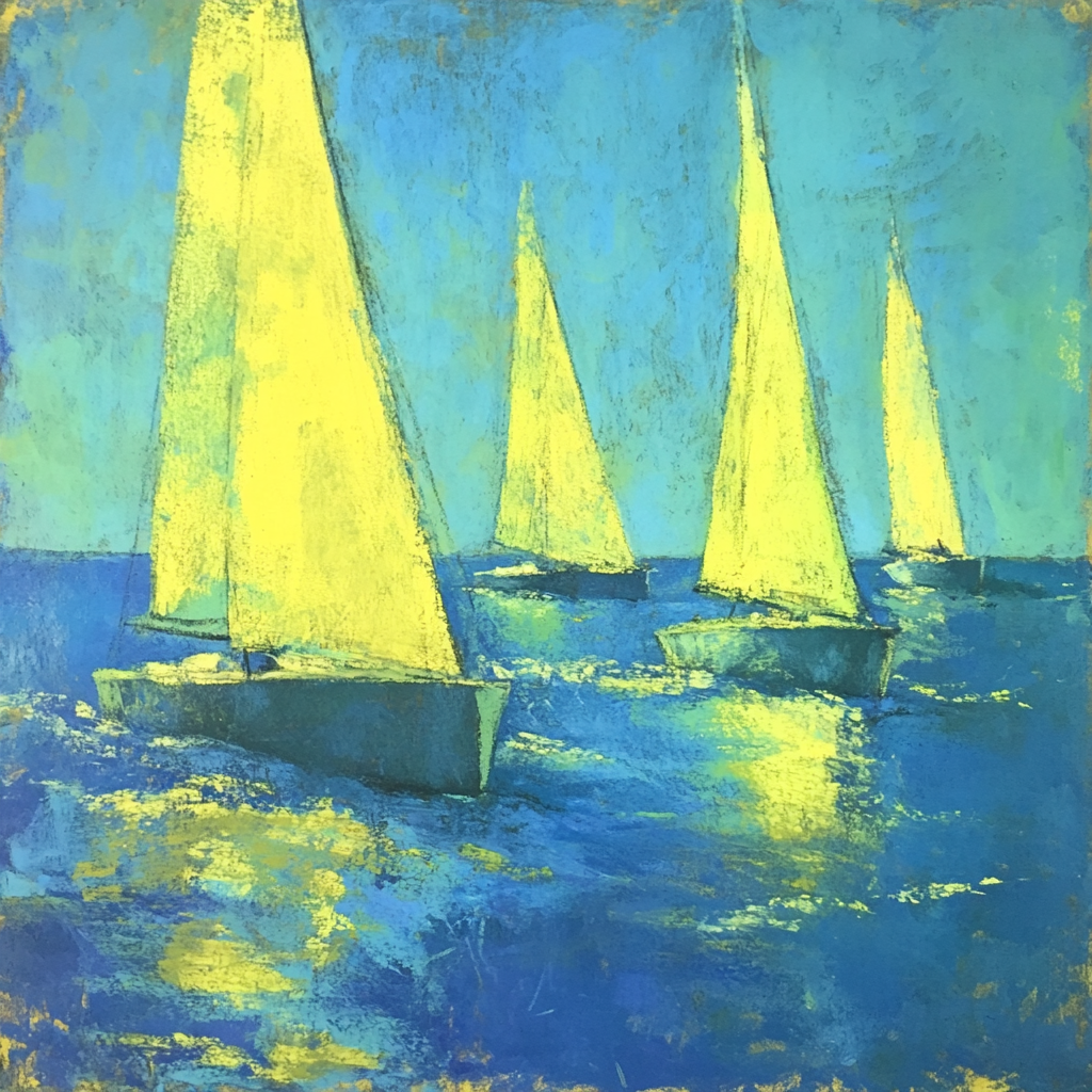 Sailing boats painting by Frank Benson