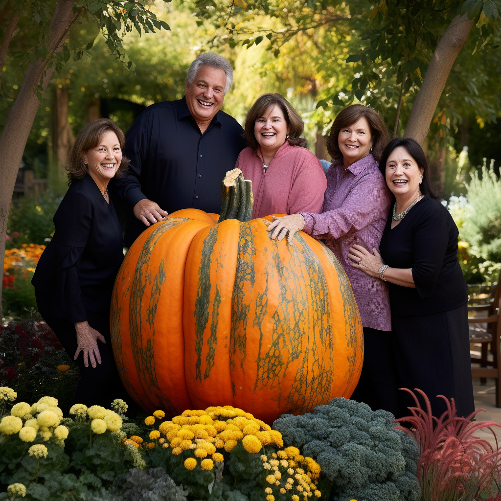 Ina Garten and Friends with Huge Pumpkin