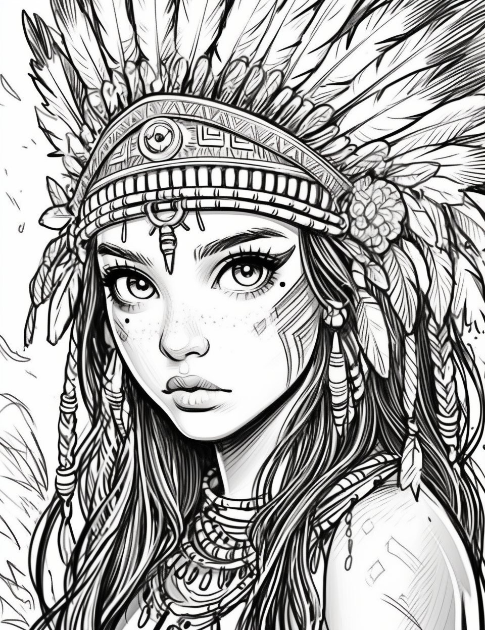 Beautiful Inca Warrior Woman Portrait