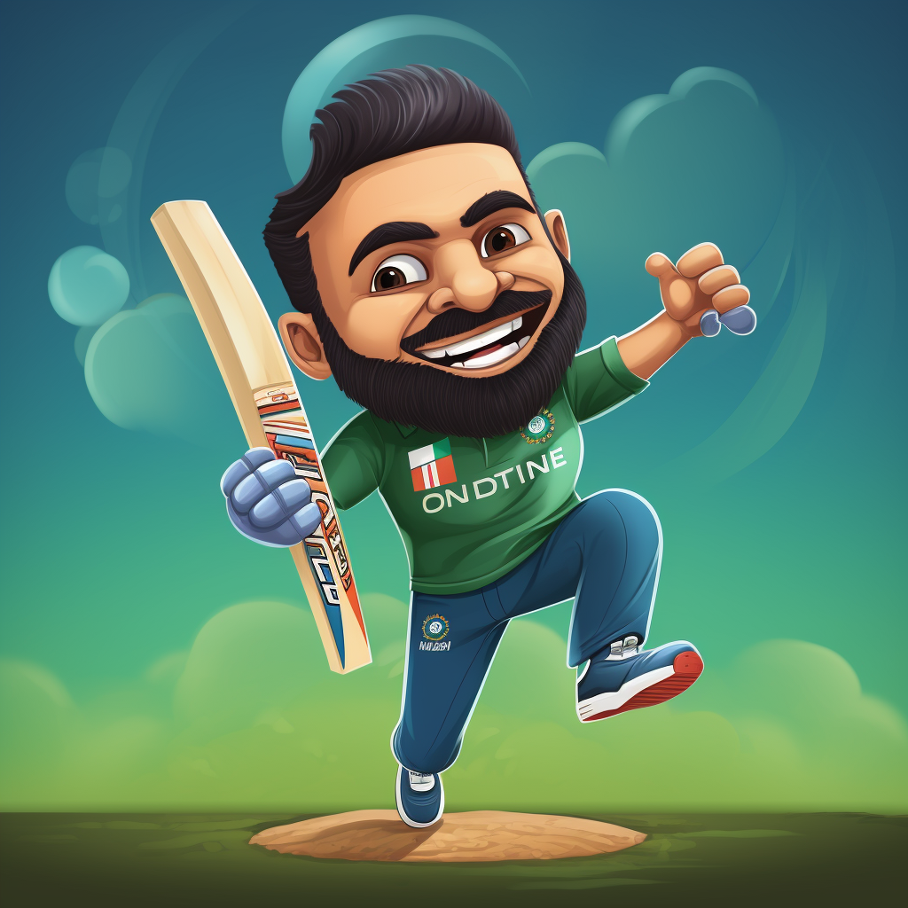 Caricatures of India vs Pakistan cricket players