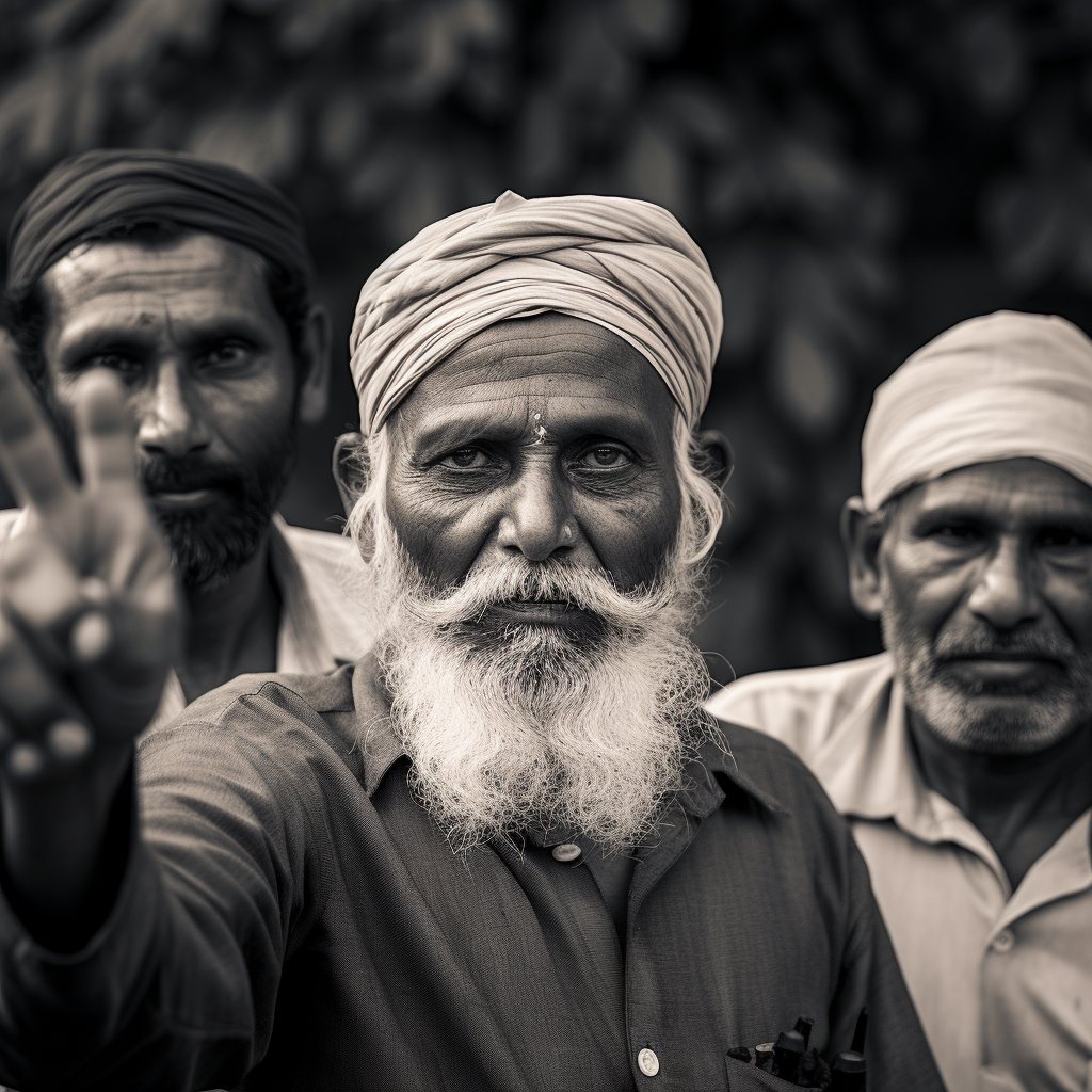 Voters in India showing finger marks