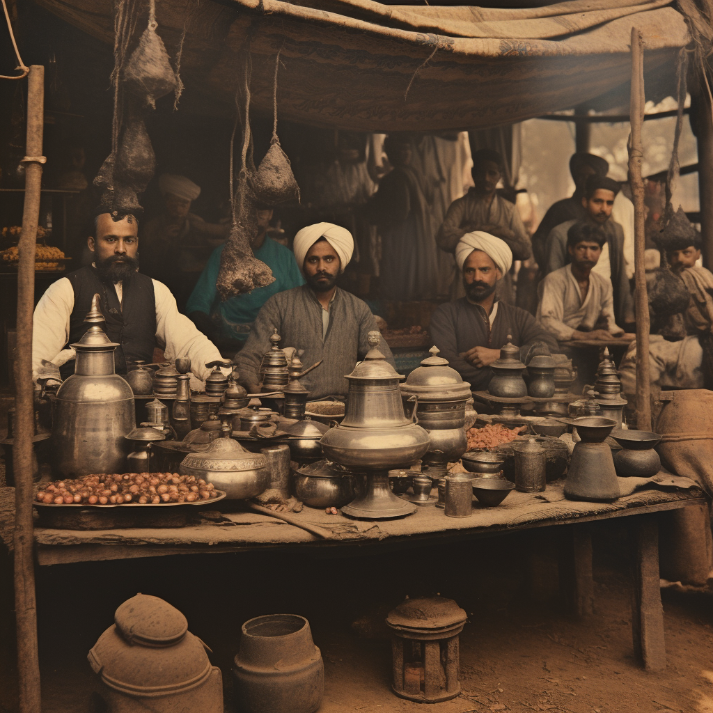 Authentic 19th Century Tea Stall in India