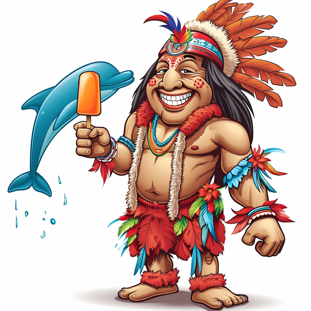 Indian Chief with Dolphin-shaped Popsicle