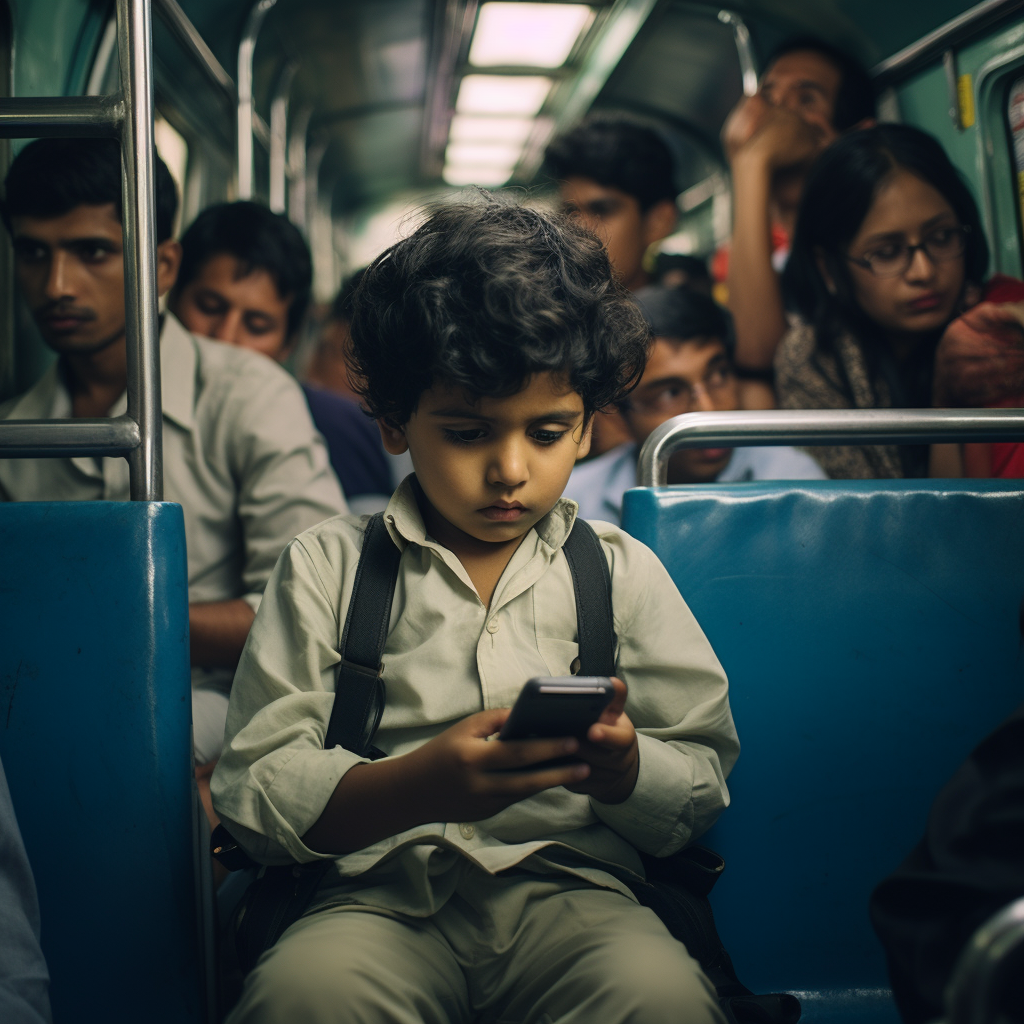 3-Year-Old Indian Child Watching Video on Phone