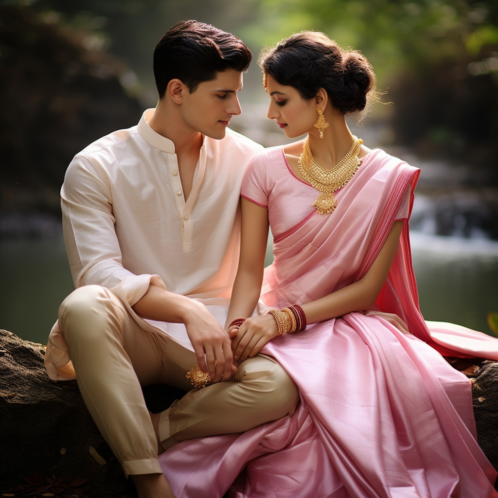 Indian couple in Brahmin traditional dress