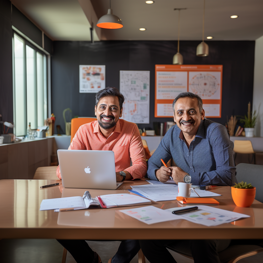 Two Indian entrepreneurs in a meeting room