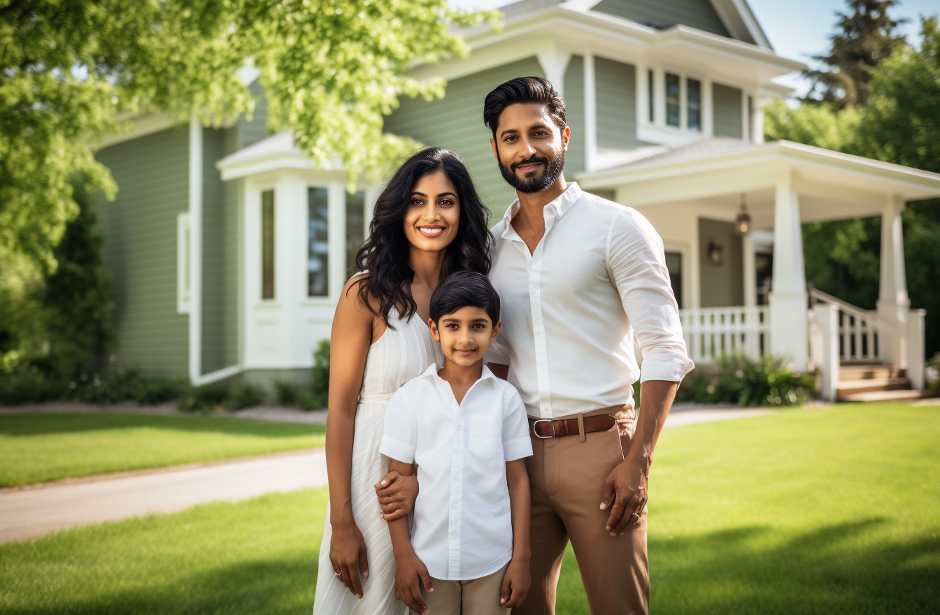 Indian family new house smiling