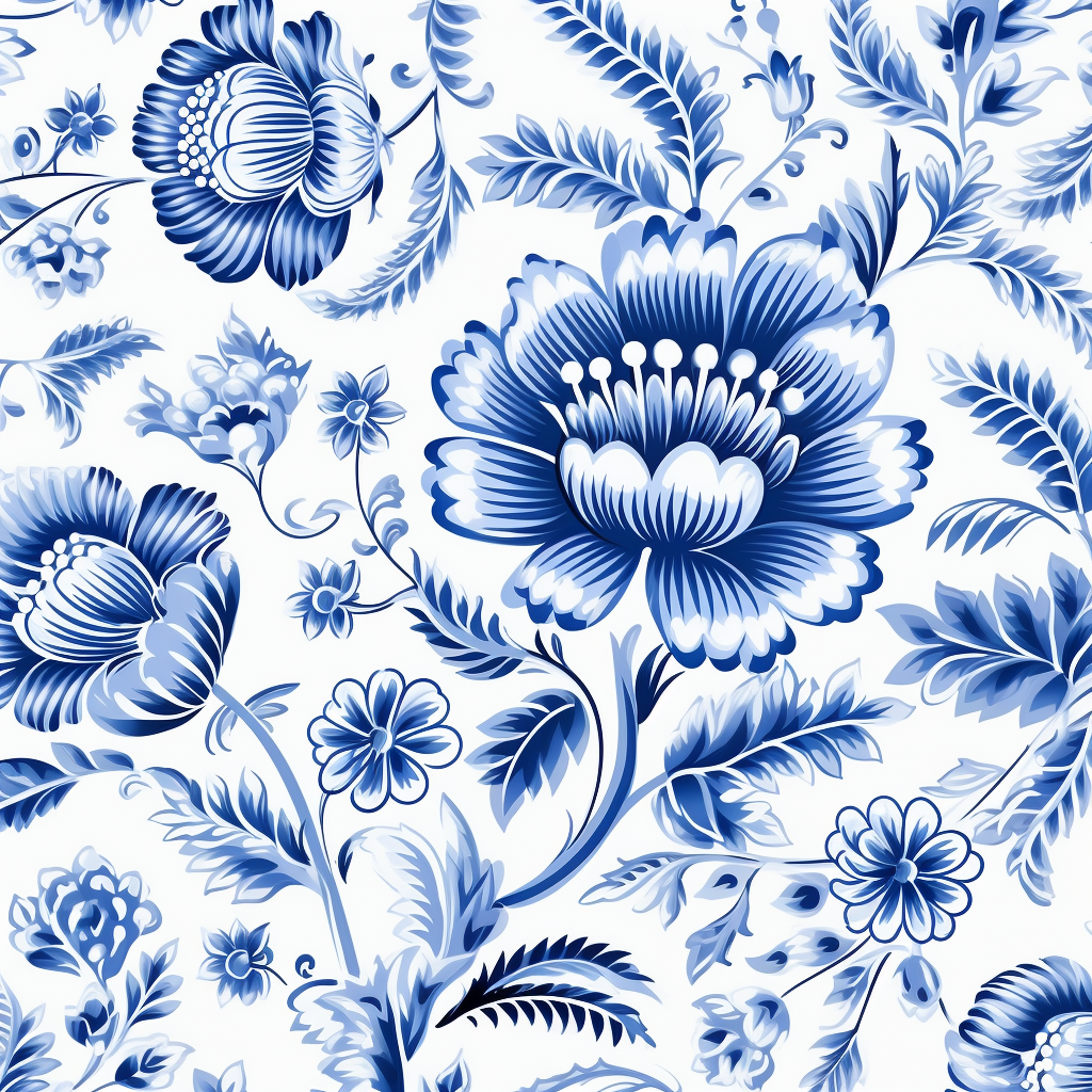 Indian floral clothing patterns in blue and white