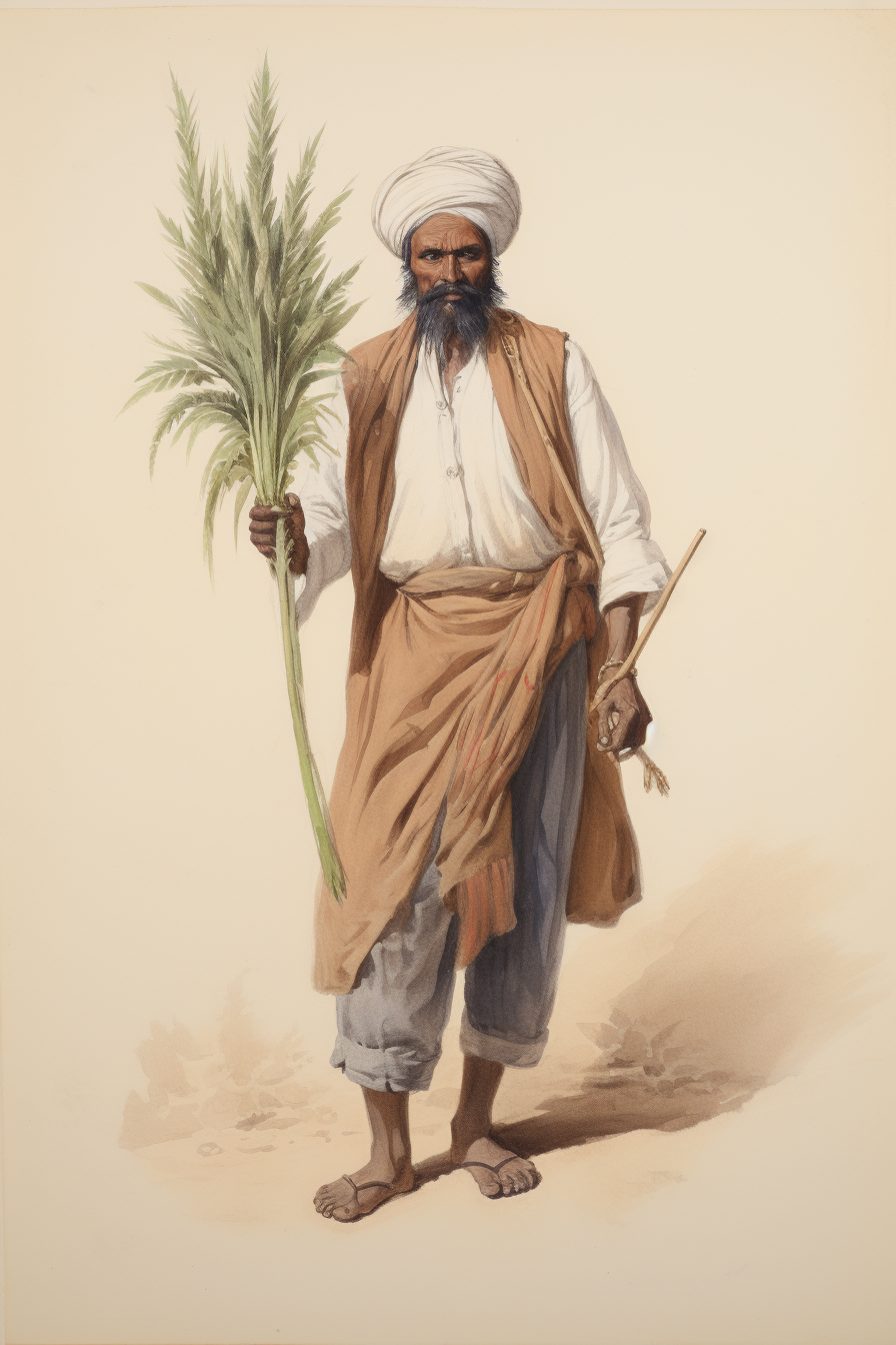 Indian gardener in David Roberts style