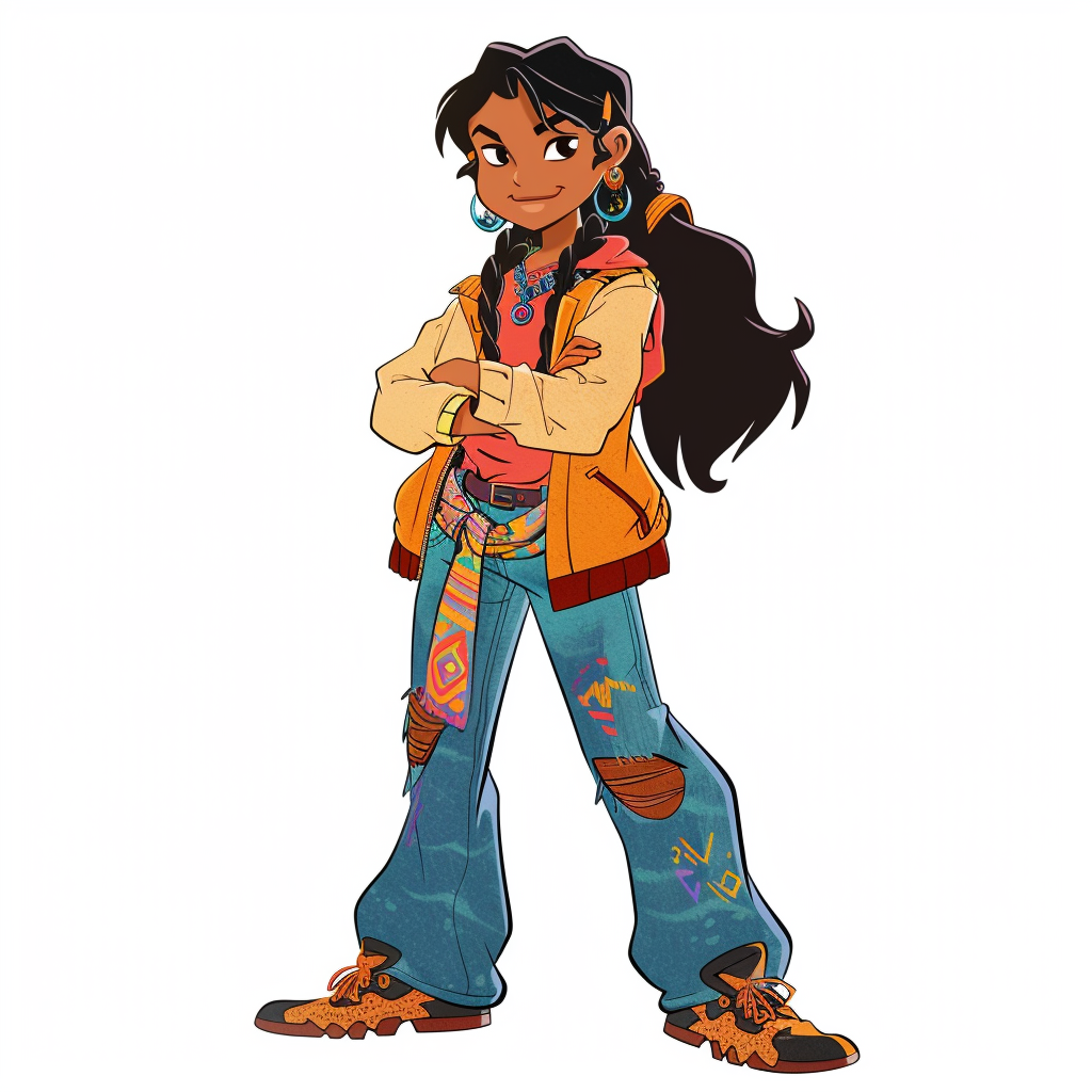 Indian girl in 90s animation style